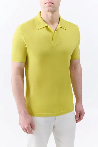 Gabriela Hearst Stendhal Knit Short Sleeve Polo In Lime Adamite Cashmere In Lime Adamite