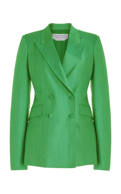 Gabriela Hearst Stephanie Blazer In Peridot Green Silk Wool With Linen In Peridot Green