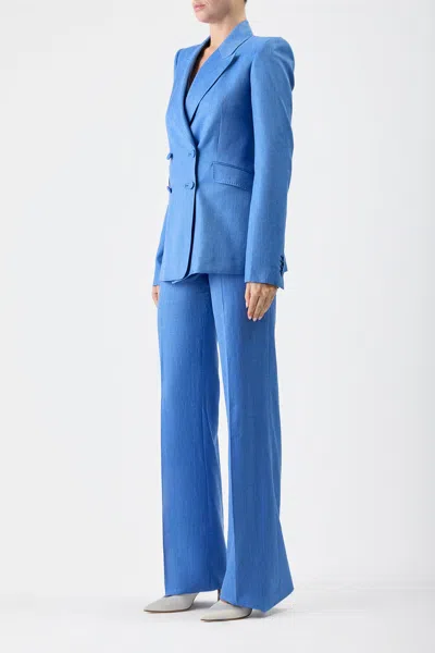 Shop Gabriela Hearst Stephanie Blazer In Sapphire Silk Wool With Linen