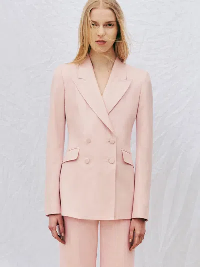 Shop Gabriela Hearst Stephanie Blazer In Silk Wool With Linen In Blush