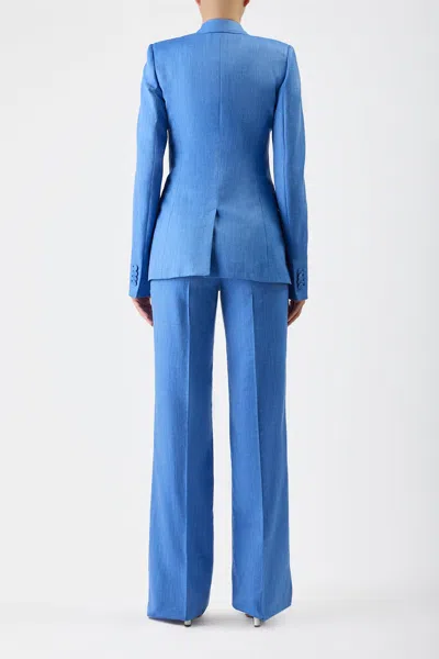 Shop Gabriela Hearst Stephanie Blazer In Sapphire Silk Wool With Linen