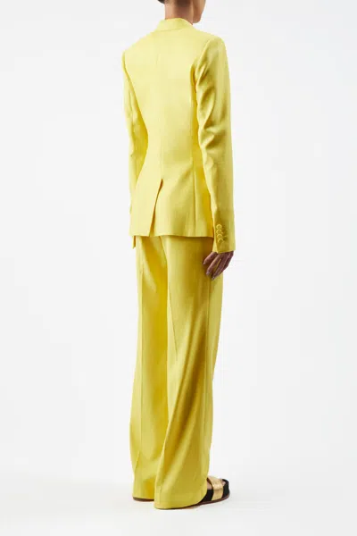 Shop Gabriela Hearst Stephanie Blazer In Silk Wool With Linen In Cadmium Yellow