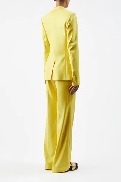 Gabriela Hearst Stephanie Double-breasted Wool, Silk And Linen-blend Twill Blazer In Cadmium Yellow