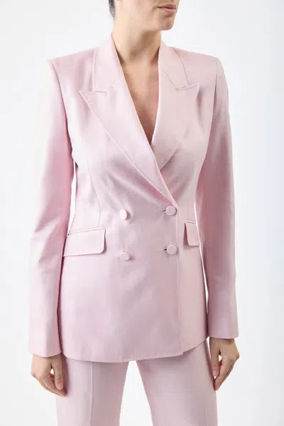 Shop Gabriela Hearst Stephanie Blazer In Silk Wool With Linen In Blush