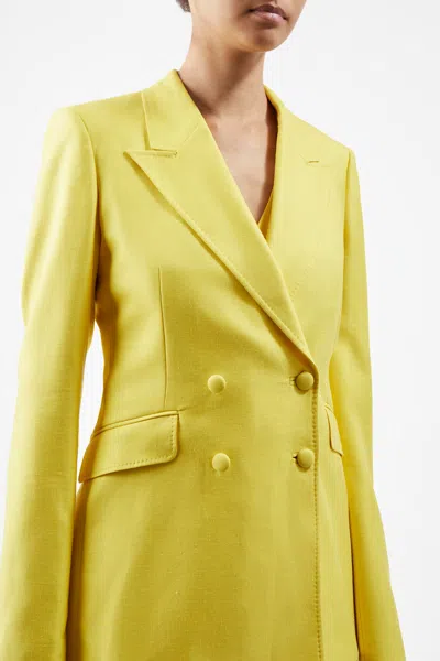 Shop Gabriela Hearst Stephanie Blazer In Silk Wool With Linen In Cadmium Yellow