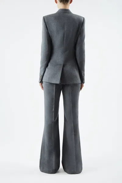 Shop Gabriela Hearst Stephanie Blazer In Winter Silk In Dark Grey Melange