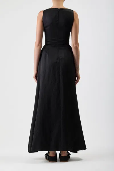 Shop Gabriela Hearst Sven Dress In Black Silk Linen