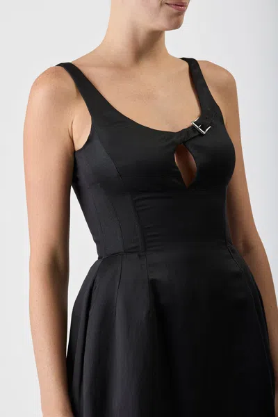 Shop Gabriela Hearst Sven Dress In Black Silk Linen
