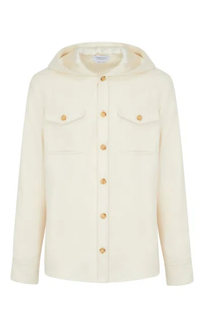 Shop Gabriela Hearst Swift Hoodie Shirt In Ivory Winter Silk