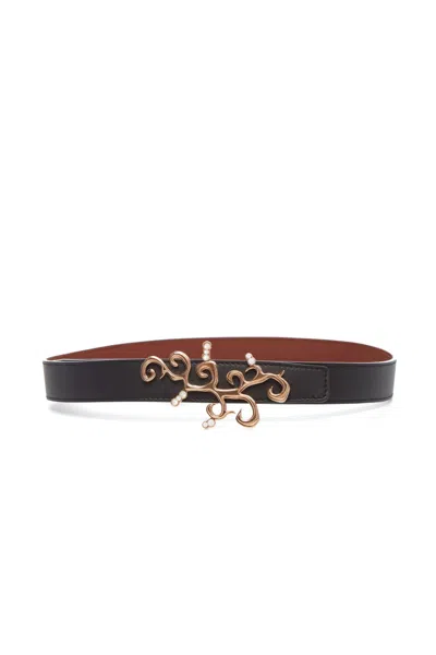 Shop Gabriela Hearst Sylvian Reversible Belt In Rosegold/black