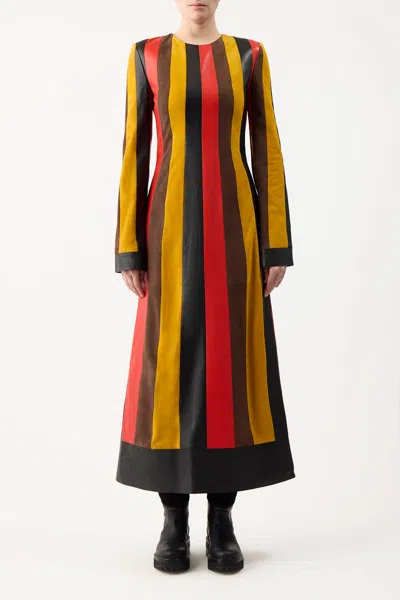 Shop Gabriela Hearst Taylor Dress In Multi Stripe Leather