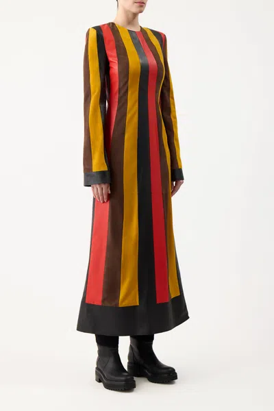 Shop Gabriela Hearst Taylor Dress In Multi Stripe Leather