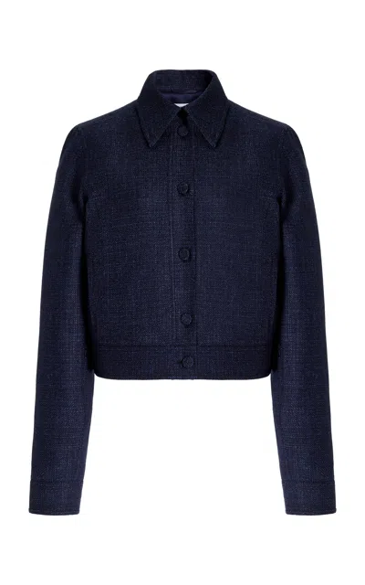Shop Gabriela Hearst Thereza Jacket In Virgin Wool In Dark Navy/black