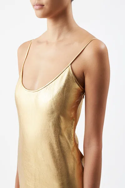 Gabriela Hearst Teles Metallic Leather Maxi Dress In Gold