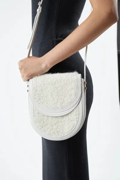 Shop Gabriela Hearst Tina Crossbody Bag In Ivory Nappa Leather With Cashmere Boucle