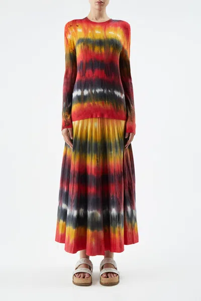 Shop Gabriela Hearst Tie Dye Ella Skirt In Cashmere In Fire Tie Dye