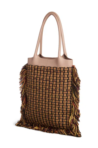 Shop Gabriela Hearst Tote Bag In Nude Nappa Leather With Macrame In Nude/multi