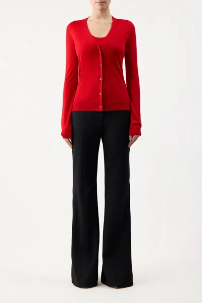 Gabriela Hearst Tori Knit Cardigan In Red Topaz Cashmere Silk In Red Topaz