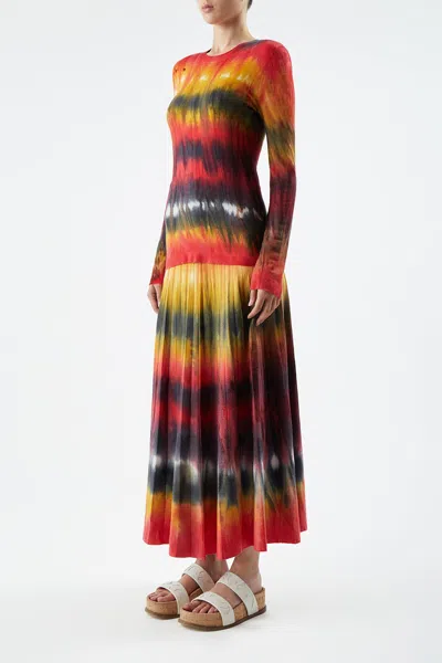 Gabriela Hearst Ella Cashmere Tie-dye Maxi Skirt In Fire Tie Dye