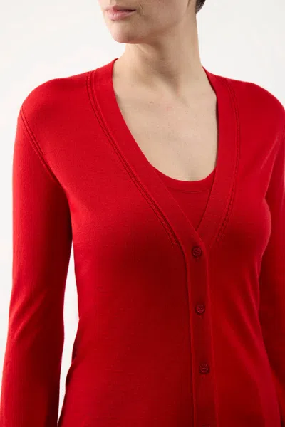 Gabriela Hearst Tori Knit Cardigan In Red Topaz Cashmere Silk In Red Topaz