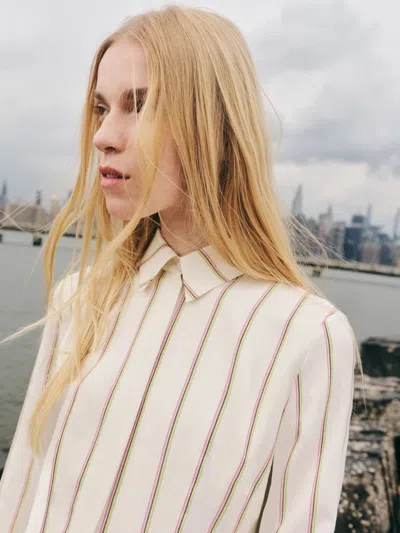Shop Gabriela Hearst Vanessa Dress In Silk Wool In Ivory Multi Stripe