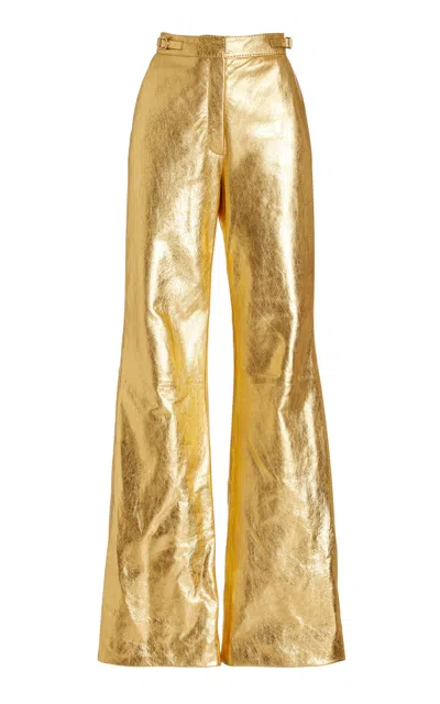 Shop Gabriela Hearst Vesta Pant In Gold Leather