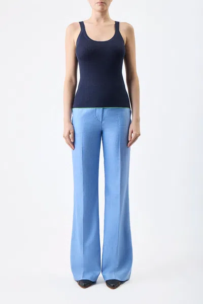 Shop Gabriela Hearst Vesta Pant In Light Blue Silk Wool With Linen