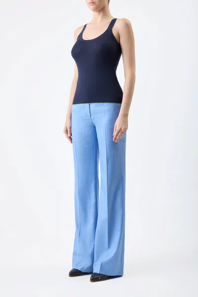Shop Gabriela Hearst Vesta Pant In Light Blue Silk Wool With Linen