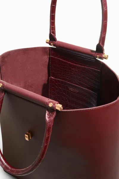 Shop Gabriela Hearst Vevers Tote Bag In Bordeaux Leather With Crocodile Leather Handle