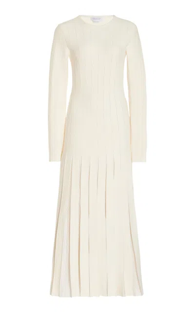Gabriela Hearst Walsh Pleated Knit Dress In Ivory Wool In Ivory