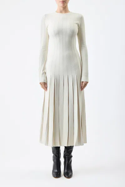 Gabriela Hearst Walsh Pleated Knit Dress In Ivory Wool In Ivory