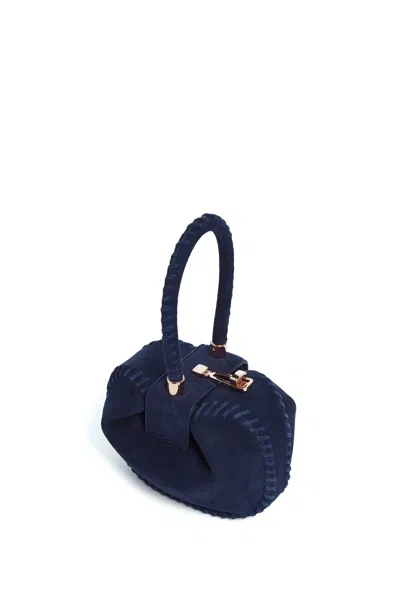 Gabriela Hearst Whipstitch Demi Bag In Navy Suede In Navy