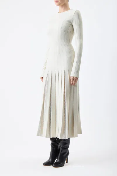 Gabriela Hearst Walsh Pleated Knit Dress In Ivory Wool In Ivory