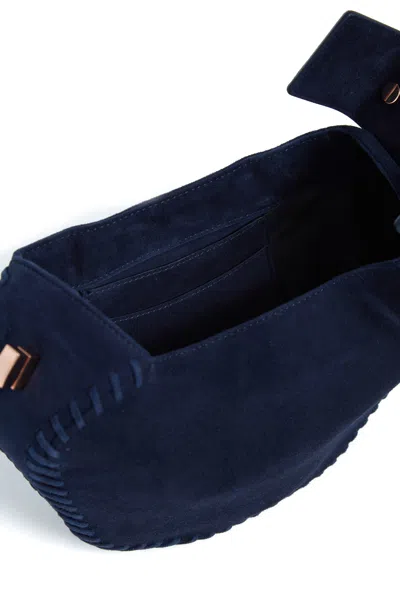 Gabriela Hearst Whipstitch Demi Bag In Navy Suede In Navy