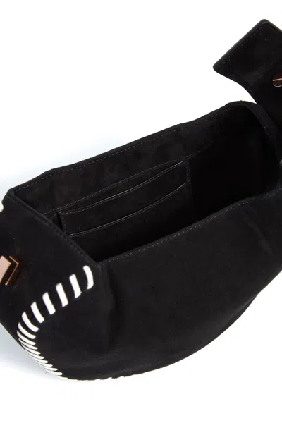 Shop Gabriela Hearst Whipstitch Demi Bag In Black Suede