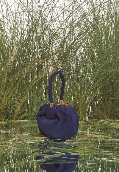 Gabriela Hearst Whipstitch Demi Bag In Navy Suede In Navy