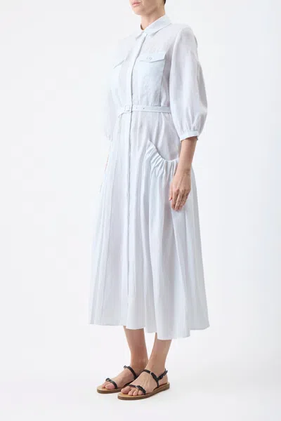 Shop Gabriela Hearst Woodward Dress In Aloe Linen In White