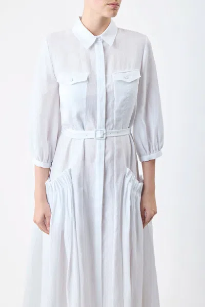 Shop Gabriela Hearst Woodward Dress In Aloe Linen In White