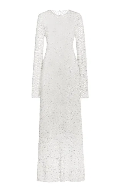 Shop Gabriela Hearst Xavier Knit Dress In White Beaded Cashmere