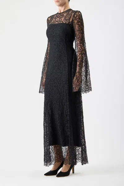Gabriela Hearst Zimmer Dress With Slip In Black Silk Lace In Black