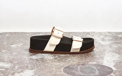 Gabriela Hearst Wren Leather Platform Slides In Ivory