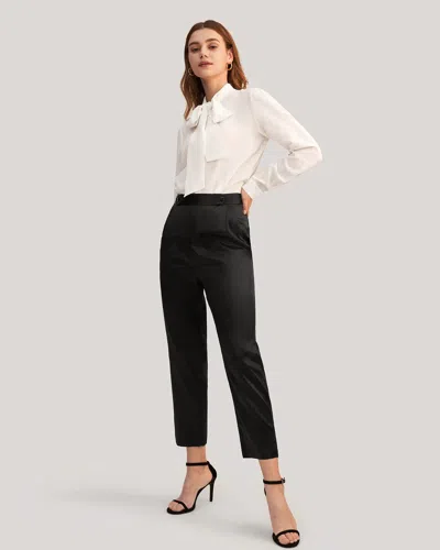Shop Lilysil Comfort Fit Silk Cigarette Pants For Women In Black