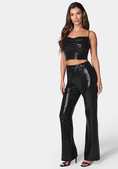 Bebe Two Piece Shimmer Set In Black