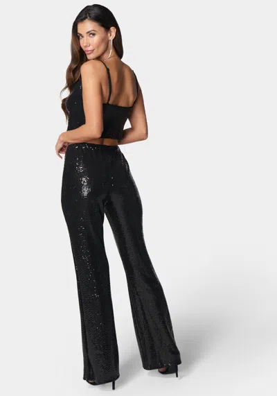 Bebe Two Piece Shimmer Set In Black