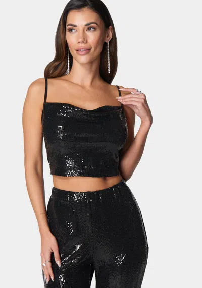Bebe Two Piece Shimmer Set In Black