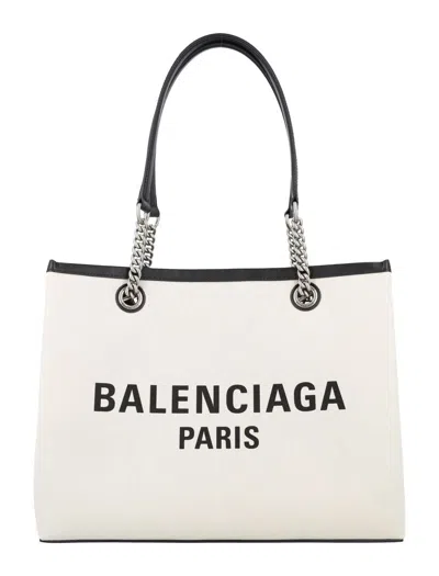 Shop Balenciaga Duty Free Tote Bag In Natural/black