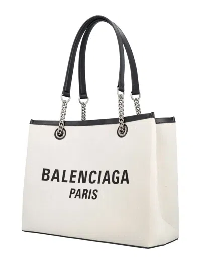 Shop Balenciaga Duty Free Tote Bag In Natural/black