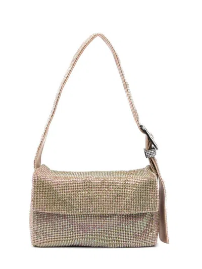 Shop Benedetta Bruzziches Vitti La Mignon Crystal-embellished Shoulder Bag In Golden