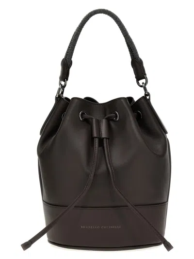 Shop Brunello Cucinelli 'monile' Handbag In Brown
