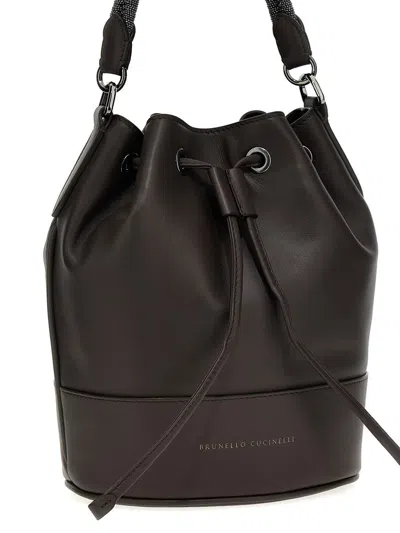 Shop Brunello Cucinelli 'monile' Handbag In Brown